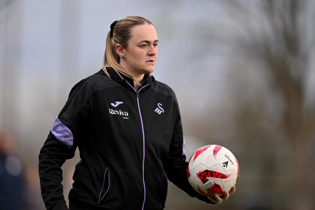 Yzzy Taylor, Head Coach of Swansea City Women in the Genero Adran Premier Plate fixture between Swansea City Women FC and Cardiff Met WFC at Llandarcy Academy of Sport in Swansea, Wales