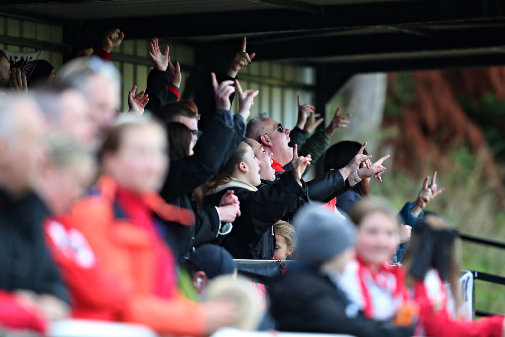 Wrexham fans at a Genero Adran Leagues match. 