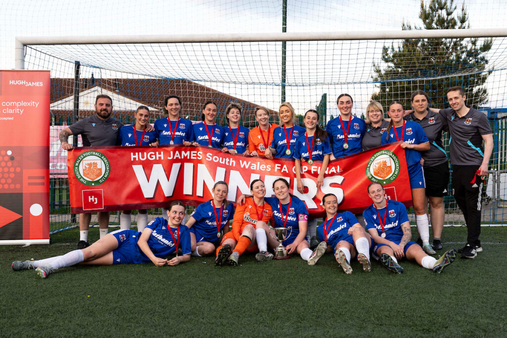Penybont win the SWFA Cup at Bryntirion Park on the 4th May 2025.