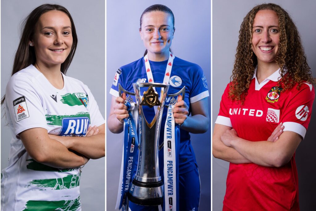 The New Saints Women's Maria Francis-Jones during the 2024/25 Genero Adran Premier League Launch Day at the Cardiff School of Journalism, Cardiff, Wales Cardiff City Womens' Ffion Price poses with the league trophy after winning the 2024/2025 Genero Adran League fixture between Cardiff City Women FC & Briton Ferry Llansawel AFC Ladies at the Cardiff City Stadium, Wales Wrexhams Abbie Iddenden during a Wrexham A.F.C. Women media session ahead of the Bute Energy Welsh Cup final at Rodney Parade on the 27th of April